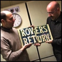 Shane O'Connor and the actual tiles outisde Coronation Street's Rovers Return, made In Derbyshire.